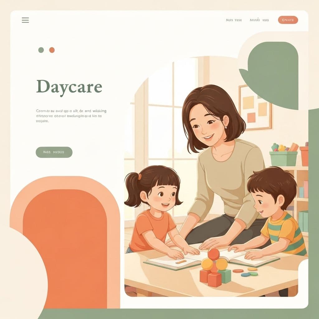 Ruhige Illustration einer Tagespflege-Webseite